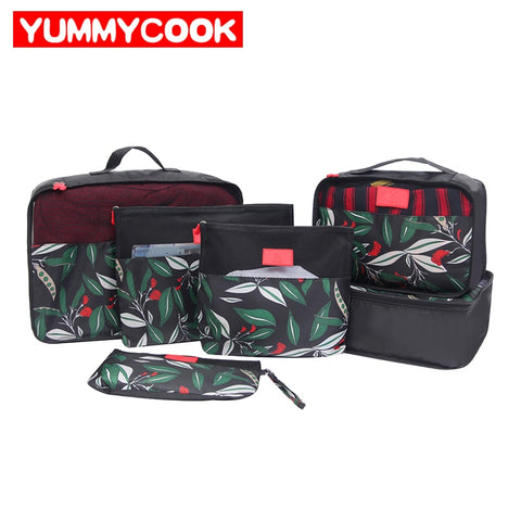 6Pcs/Set Travel Storage Bags Cube Portable Printing Underwear Sorting Organizer Pouch Luggage