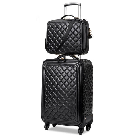 Wholesale!13 16 20 24Inches Female Euro Fashion Pu Leather Trolley Luggage On Universal