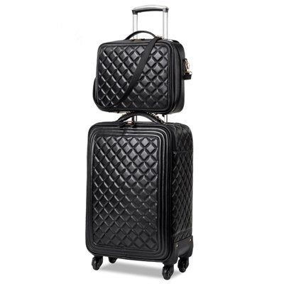 Wholesale!13 16 20 24Inches Female Euro Fashion Pu Leather Trolley Luggage On Universal