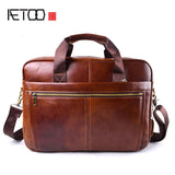 Aetoo Genuine Leather Genuine Leather Laptop Bag Handbags Cowhide Men Crossbody Bag Men'S Travel