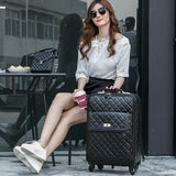 Euro Fashion Black Universal Wheels Trolley Luggage Female Password Trolley Box16 20 24 Luggage