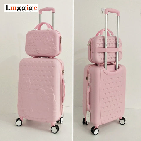 Hello Kitty Luggage Bag,Children Women Suitcase Set,Abs Cartoon Travel Box,Rolling Trolley Hardcase