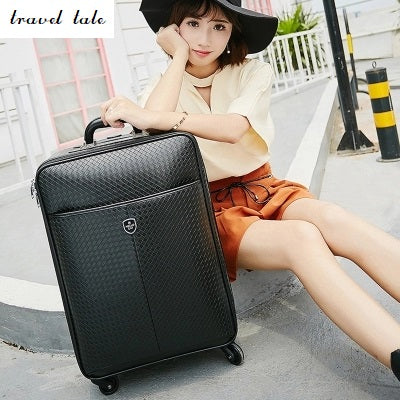 Travel Tale Fashion 16/20/24 Size 100%Pu Rolling Luggage Spinner Brand Travel Suitcase