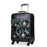 Travel Tale High Quality Fashion Embroidery 16/20/24 Size 100%Pu Rolling Luggage Spinner Brand