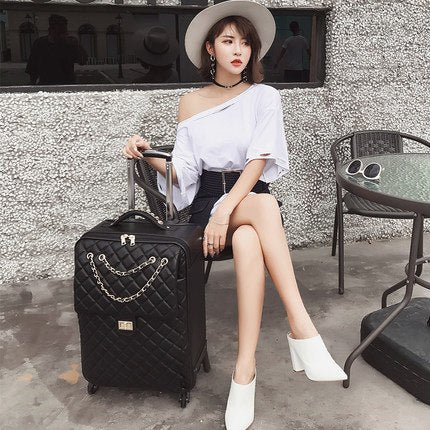 Travel Tale Fashion 20/24 Size 100%Pu High Quality Rolling Luggage Spinner Brand Travel Suitcase