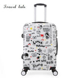 Travel Tale Personality Cartoon Pattern 20/24 Inch Rolling Luggage Spinner Brand Travel Suitcase