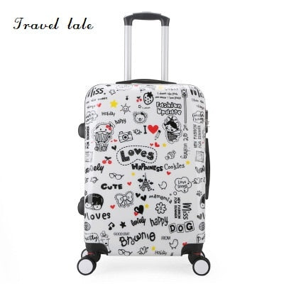 Travel Tale Personality Cartoon Pattern 20/24 Inch Rolling Luggage Spinner Brand Travel Suitcase