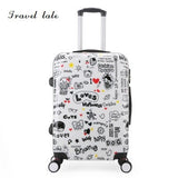 Travel Tale Personality Cartoon Pattern 20/24 Inch Rolling Luggage Spinner Brand Travel Suitcase