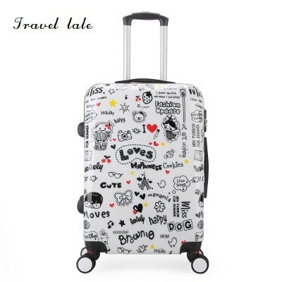 Travel Tale Personality Cartoon Pattern 20/24 Inch Rolling Luggage Spinner Brand Travel Suitcase