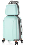 Women Abs Spinner Luggage And Cosmetic Bag 2Pcs Set 20/24/28 Inch Coded Lock Travel Trolley