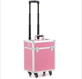 Aluminum Frame 4 Wheels Trolley Bag Makeup Box Beauty Case Travel Professional Makeup Suitcase