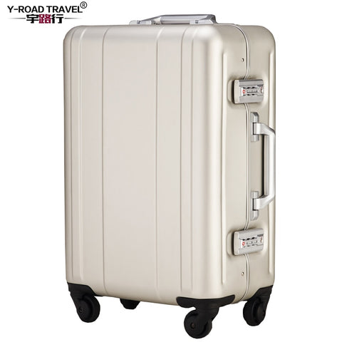 Y-Road Travel Trolley Luggage Suitcase 100% Aluminum Shell Case With Tsa Lock Hardside Rolling
