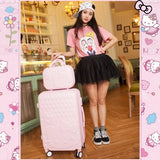 14 28Inches Abs+Pc Hardside Hello Kitty Travel Luggage Sets On Universal Wheels,Girl Pink Mint