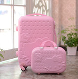 Women Children Luggage Suitcase ,Hello Kitty Bag Set,Cartoon Travel Box With Rolling ,Abs