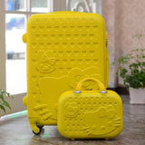 Women Children Luggage Suitcase ,Hello Kitty Bag Set,Cartoon Travel Box With Rolling ,Abs