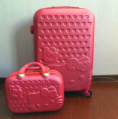 Women Children Luggage Suitcase ,Hello Kitty Bag Set,Cartoon Travel Box With Rolling ,Abs