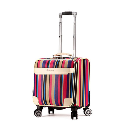 Universal Wheels Trolley Luggage 18 Commercial Male Women'S Small Suitcase Luggage,Color Rainbow
