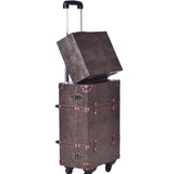 In 2018 The New Pu Leather Good Quality Retrodesign Password Lock Trolly Luggage Set 20Inch +14Inch