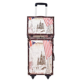 In 2018 The New Pu Leather Good Quality Retrodesign Password Lock Trolly Luggage Set 20Inch +14Inch