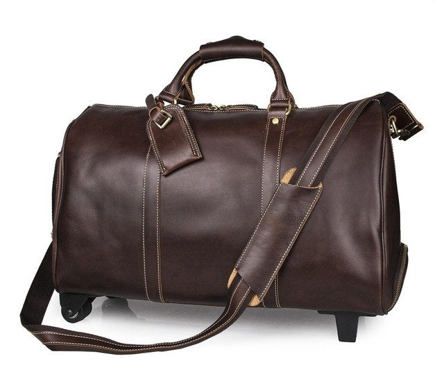 J.M.Dj.M.D Vintage Genuine Leather Huge Hand Business Men Travel Bags Large Capacity Classic Travel