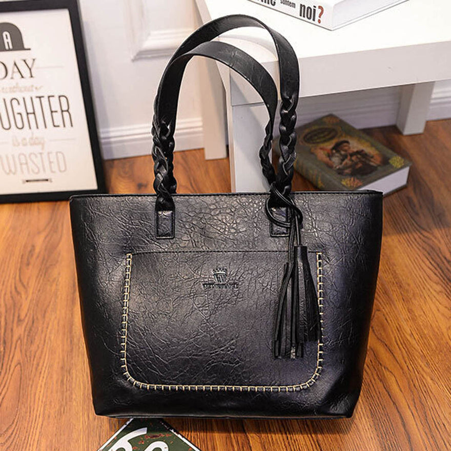Women'S Leather Tassels Handbag Shoulder Messenger Bag Ladies Satchel Tote Bags