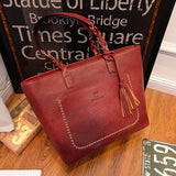 Women'S Leather Tassels Handbag Shoulder Messenger Bag Ladies Satchel Tote Bags