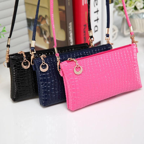 Women Crocodile Leather Messenger Crossbody Clutch Shoulder Handbag