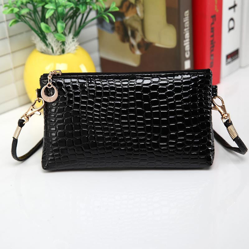Women Crocodile Leather Messenger Crossbody Clutch Shoulder Handbag