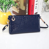 Women Crocodile Leather Messenger Crossbody Clutch Shoulder Handbag