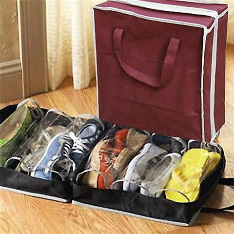 6 Slots Portable Shoes Travel Storage Bag Zipper Dustproof Shoes Organizer Tote Pouch Outdoor