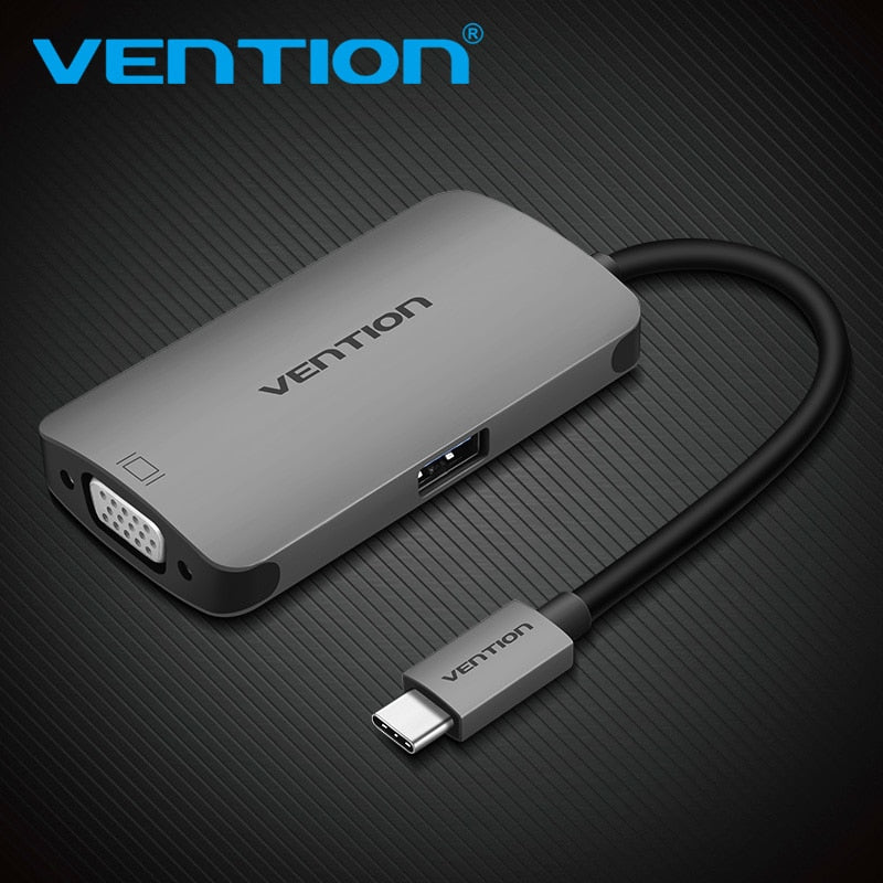 Ventio Type C Hub To Vga With Pd Power Usb 3.1 Usb C To Vga Usb 3.0 Hub Adapter For Macbook