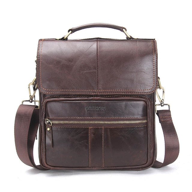 Contact'S Brand 2018 New Genuine Leather Shoulder Bag Men Messenger Bags Zipper Design Men