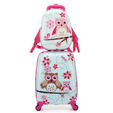 Letrend Cute Owl Rolling Luggage Set Spinner Kids Children Cartton Backpack Trolley Suitcase Wheels