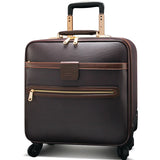 Quality Leather Trolley Luggage Universal Wheels Cowhide Luggage Bag Commercial 16 20 24High