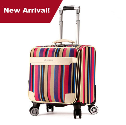 New Arrival Commercial 16Inches Rainbow Luggage Fashion Mini Universal Wheels Trolley Luggage