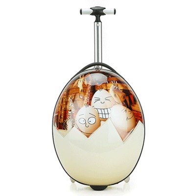 Lovely, Cartoon 3D Egg Abs+Pc 16 Inch Size Rolling Luggage Spinner Children'S Travel Suitcase