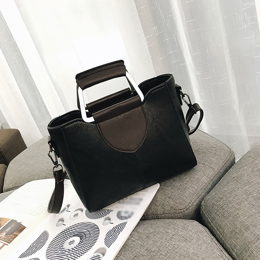 Women'S Fashion Solid Color Leather Shoulder Bags With Corssbody Bag&Handbag