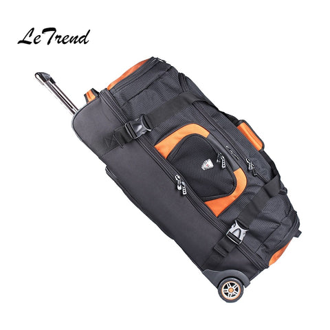 Letrend 27/32 Inch Large Capacity Travel Bag Rolling Luggage Suitcases Wheel Women Orange