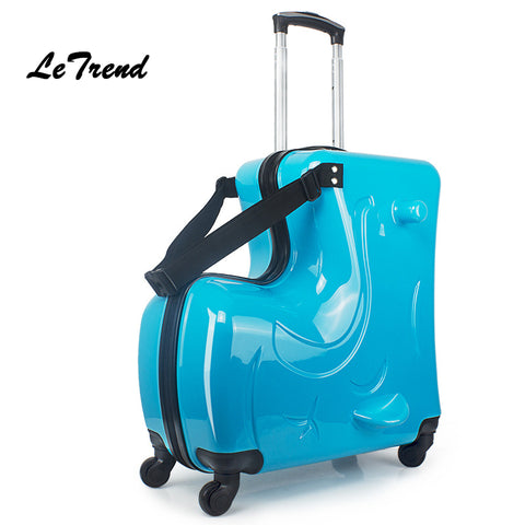Letrend 14 Inch Cute Cartoon Rolling Luggage Spinner Children Suitcases Wheels Kids Cabin Trolley