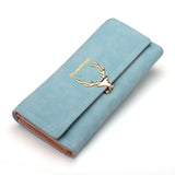 Women Wallet Card Wallet Female Purse Leather Trifold Long Coin Holder Phone Wallet Metal Christmas