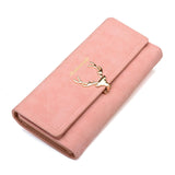Women Wallet Card Wallet Female Purse Leather Trifold Long Coin Holder Phone Wallet Metal Christmas