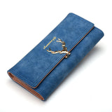 Women Wallet Card Wallet Female Purse Leather Trifold Long Coin Holder Phone Wallet Metal Christmas