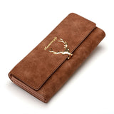 Women Wallet Card Wallet Female Purse Leather Trifold Long Coin Holder Phone Wallet Metal Christmas