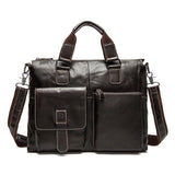 Genuine Leather Business Briefcase Laptop Handbag High Capacity Shoulder Bags Natural Cowhide