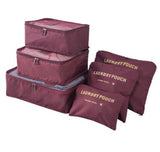 Iux Nylon Packing Cube Travel Bag System Durable 6 Pieces One Set Large Capacity Of Bags Unisex