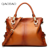 Qiaobao 2018 Houlder Bags Lady Casual Totes Bag Gradient Reflection 100% Real Leather Bags Women