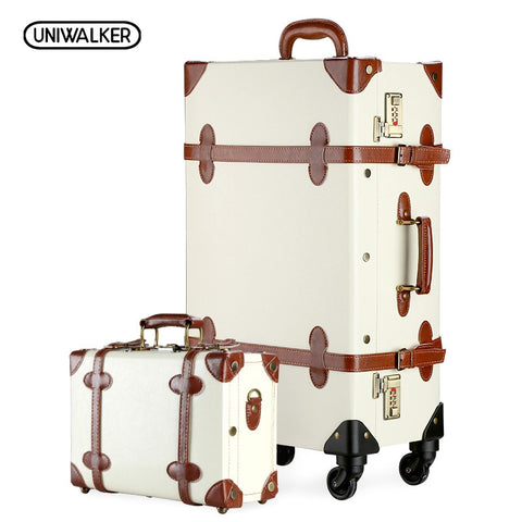 Uniwalker 12" 20" 22" 24" 26" Vintage Suitcase Travel Suitcase,Scratch Resistant Rolling Luggage