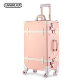Uniwalker 20"22" 24" 26" Drawbars&Pu Leather Retro Luggage Suitcase Travel Trolley Case Rolling