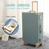 Uniwalker 12" 20" 24" 26" Green Vintage Travel Suitcase Trolley Travel Luggage Retro Trolley