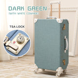 Uniwalker 12" 20" 24" 26" Green Vintage Travel Suitcase Trolley Travel Luggage Retro Trolley